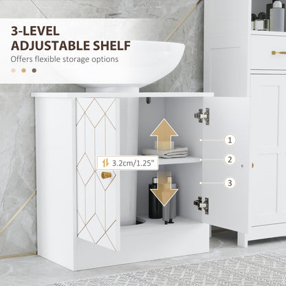HOMCOM Under Sink Bathroom Cabinet, Under Sink Cabinet with Adjustable Shelf and Open Compartment for Basin with or without Pedestal, 60 x 30 x 60cm, White 