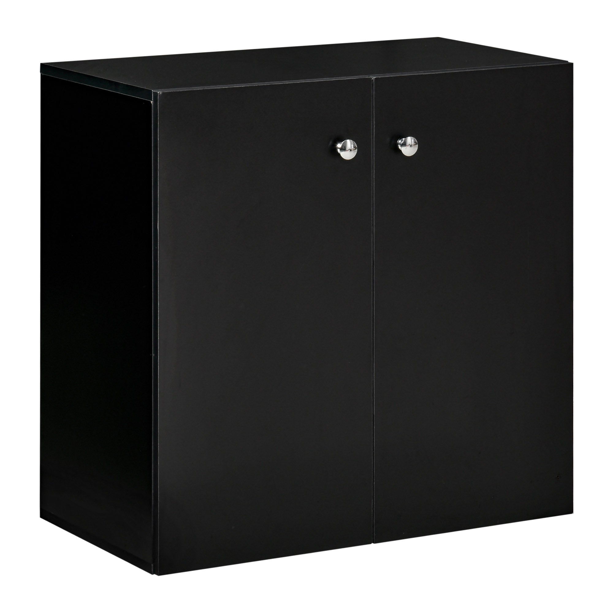 HOMCOM Storage Cabinet w/ Two Shelves Wooden Sideboard Freestanding Kitchen Cupboard Bookcase - Black 