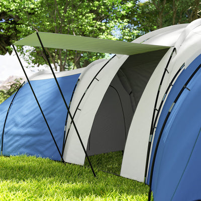 Outsunny 6-9 Man Tent with Bedrooms and Living Room, Accessories Included, Blue 