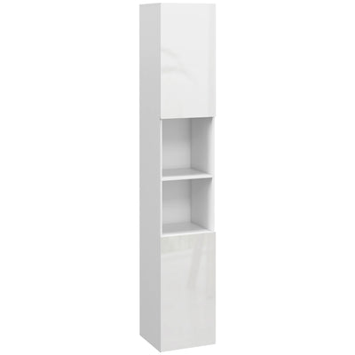 kleankin Multi-Storage Slim Bathroom Cabinet - High Gloss White 