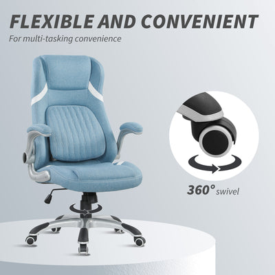 Vinsetto Linen-Look Office Chair, with Adjustable Height and Tension - Blue 