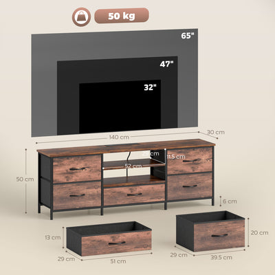 HOMCOM Multi-Storage Industrial TV Stand - Brown/Grey/Black 