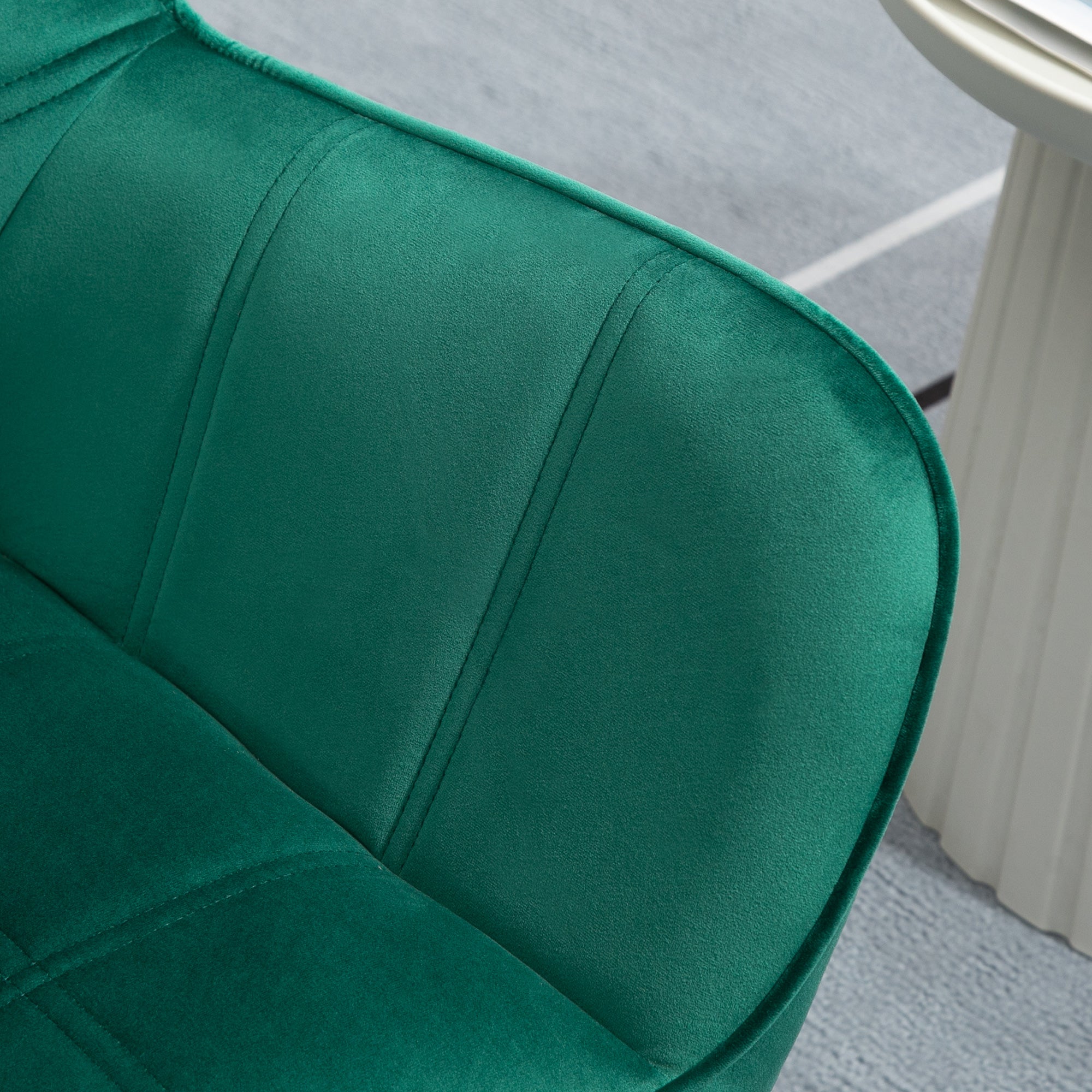 HOMCOM Armchair Accent Chair, Vanity Chair with Wide Arms, Slanted Back, Padding, Metal Frame, Wooden Legs, Home Bedroom Furniture Seating, Set of 2, Green 