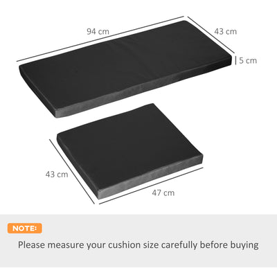 Outsunny Outdoor Seat Cushion Pads for Rattan Furniture, 3 PCs Garden Furniture Cushions, Black 
