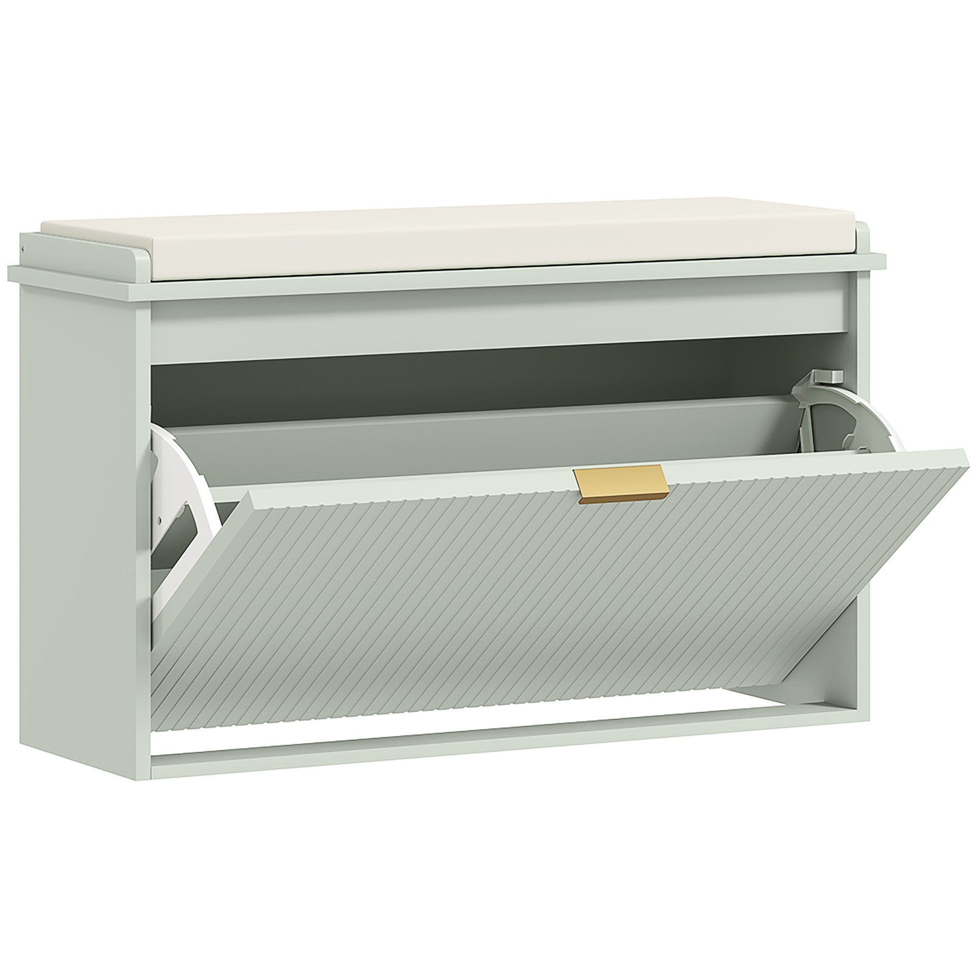 HOMCOM Elegant Eight Shoe Bench, with Top Seat - Green 
