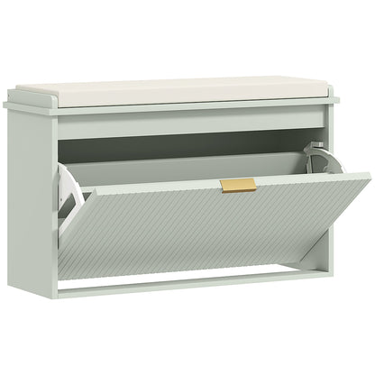 HOMCOM Elegant Eight Shoe Bench, with Top Seat - Green 