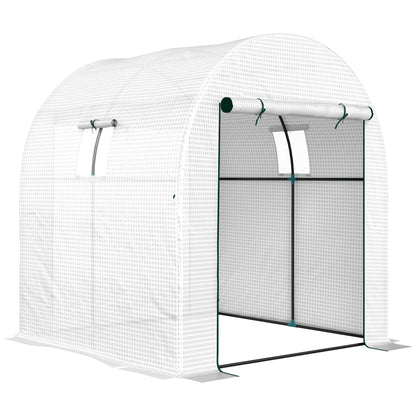 Outsunny 180 x 180cm Walk-In Polytunnel Greenhouse - White 
