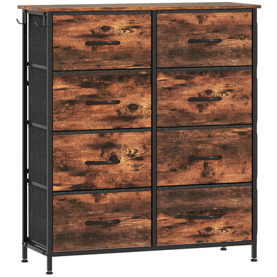 HOMCOM Chest of Eight Fabric Drawers - Rustic Brown 