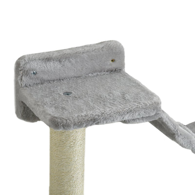 PawHut Four-Piece Cat Wall Furniture with Hammock, Perches, Ladder, Scratching Post, Grey 