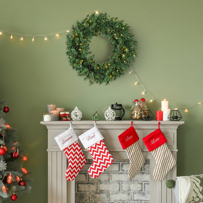 HOMCOM 55CM Pre-lit Christmas Wreath with 50 Warm White LED Ideal Xmas Artificial Door Decoration 