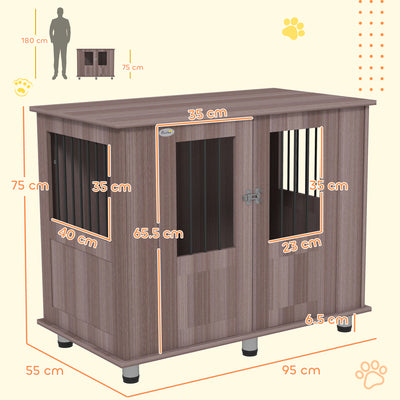 PawHut Dog Crate Table for Medium and Large Dogs with Magnetic Door for Indoor Use, 95 x 55 x 75 cm, Purple 