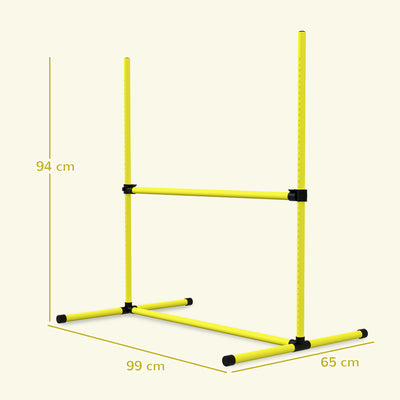 PawHut 4 Pieces Dog Agility Training Equipment, Adjustable Height Jumps Hurdle with Carrying Bag for Outdoor, Yellow 
