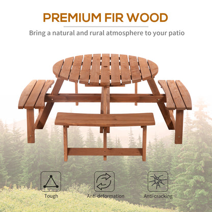 Outsunny 8-Seater Wooden Picnic Set-Fir Wood 