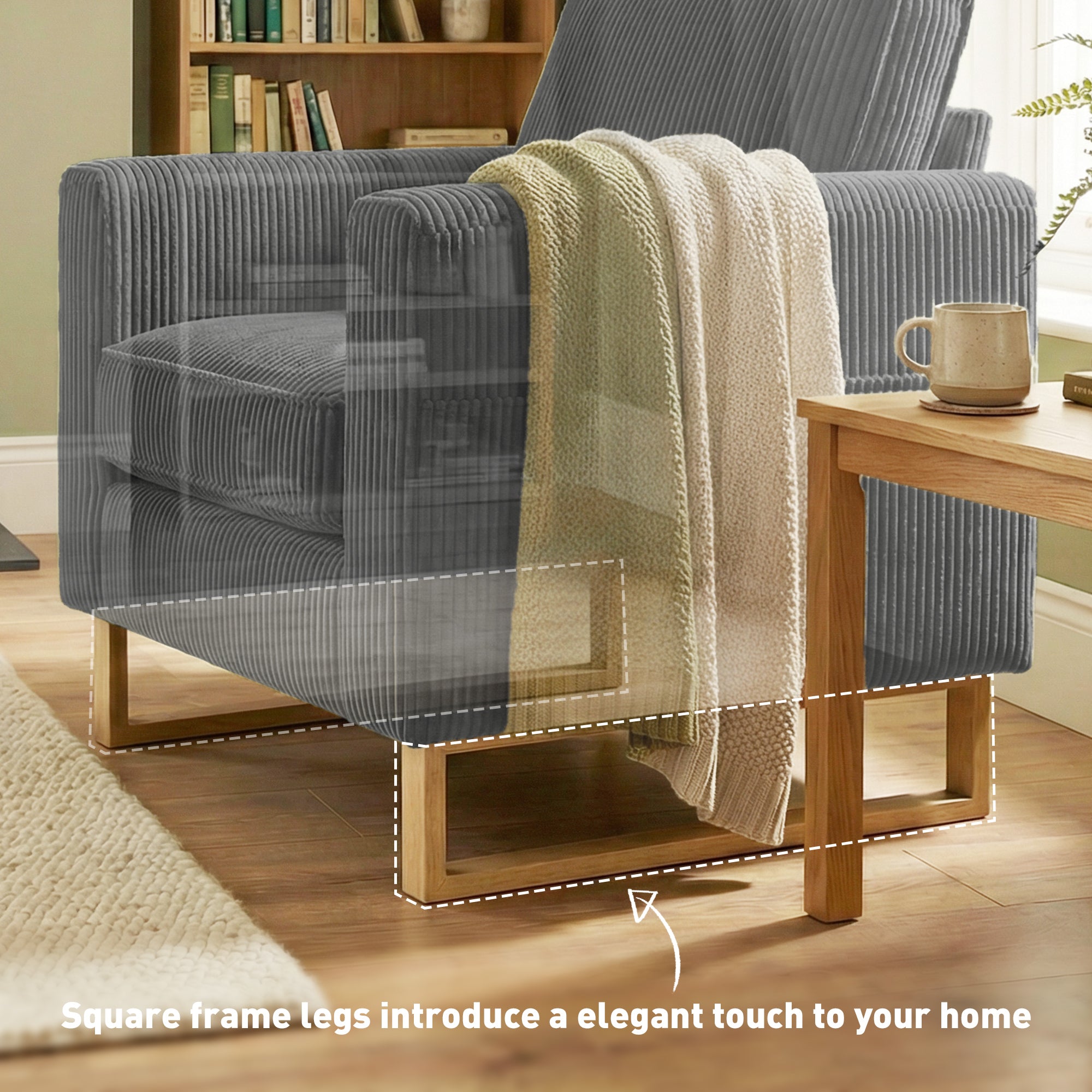 HOMCOM Accent Chair with Pocket Spring, Modern Industrial Armchair with Metal Legs for Livingroom Dark Grey 