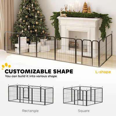 PawHut 8 Panels Heavy Duty Dog Playpen with Door Indoor Outdoor, for Small Dogs, 60cm High 