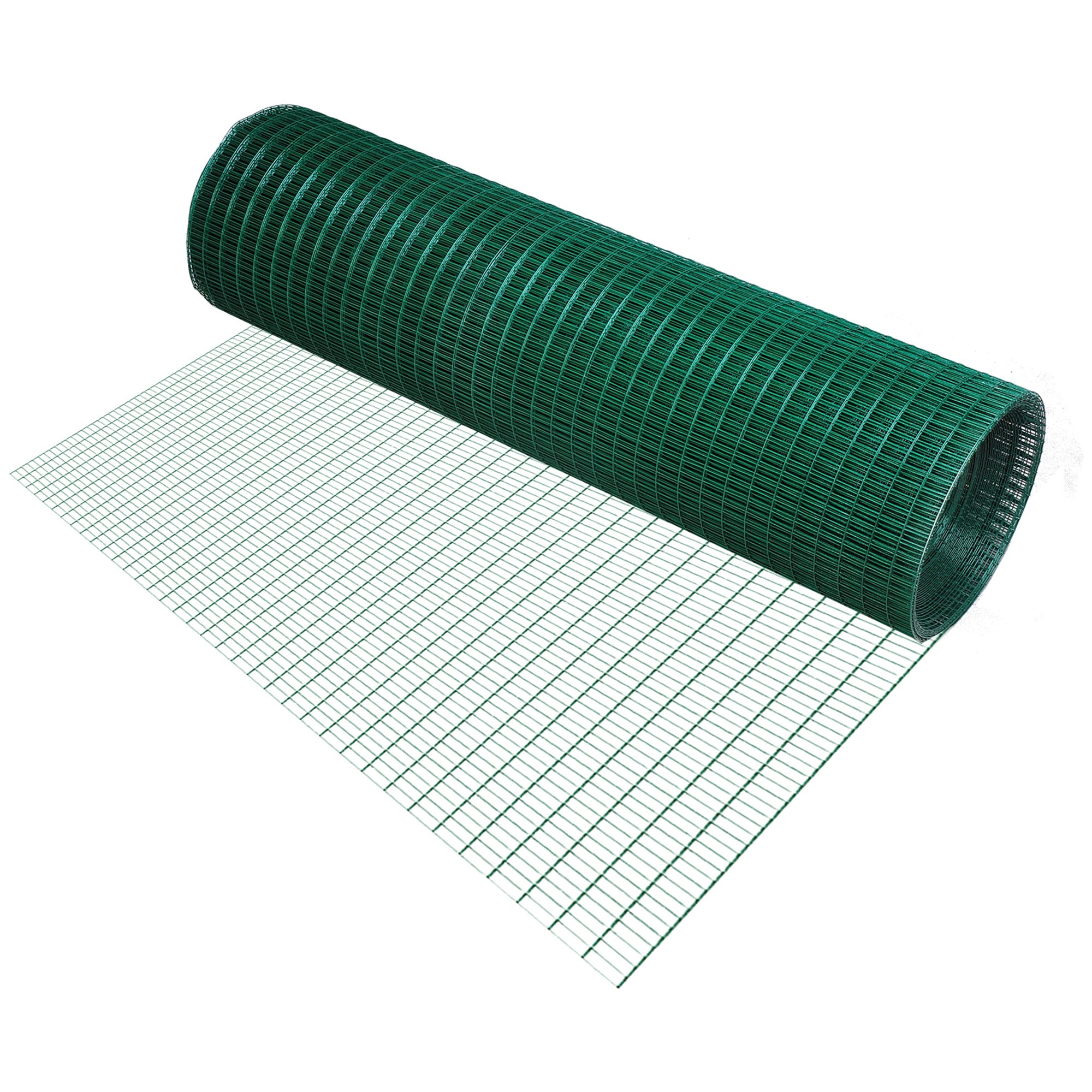 Pawhut PVC Coated Welded Wire Mesh Fencing Chicken Poultry Aviary Fence Run Hutch Pet Rabbit 30m Dark Green 