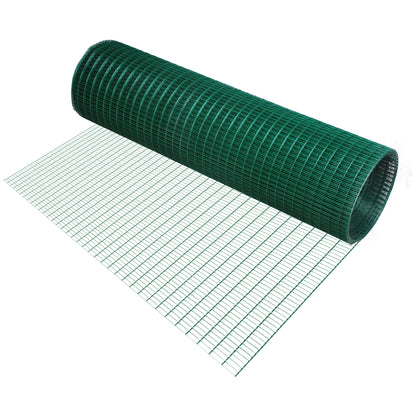 Pawhut PVC Coated Welded Wire Mesh Fencing Chicken Poultry Aviary Fence Run Hutch Pet Rabbit 30m Dark Green 