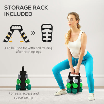 SPORTNOW Dumbbells Set with Carry Storage Rack, Set of 6 Weights for Home Gym Kettlebell Training Weight Lifting Exercise, 2 x 1kg, 2 x 2kg, 2 x 3kg 