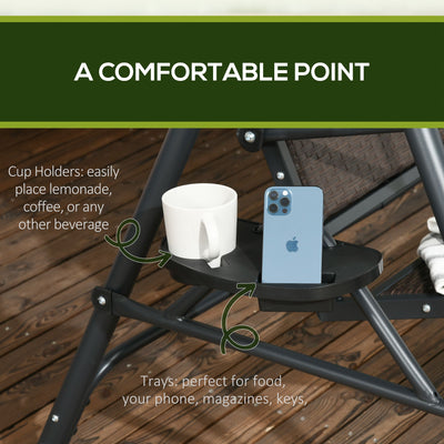 Outsunny 3 Seater Swing Chair, Garden Swing Seat Bench with Adjustable Canopy, Rattan Seat, and Steel Frame for Patio, Yard 