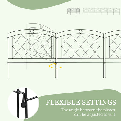 Outsunny Metal Decorative Outdoor Picket Fence Panels Set of 6, Black 