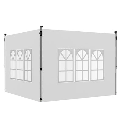 Outsunny Gazebo Side Panels, Sides Replacement with Window for 3x3(m) or 3x4m Pop Up Gazebo, 2 Pack, White 