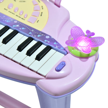 HOMCOM 32 Keys Kids Mini Electronic Keyboard Musical Instrument Educational Game Toy Children Grand Piano Stool Micropho 