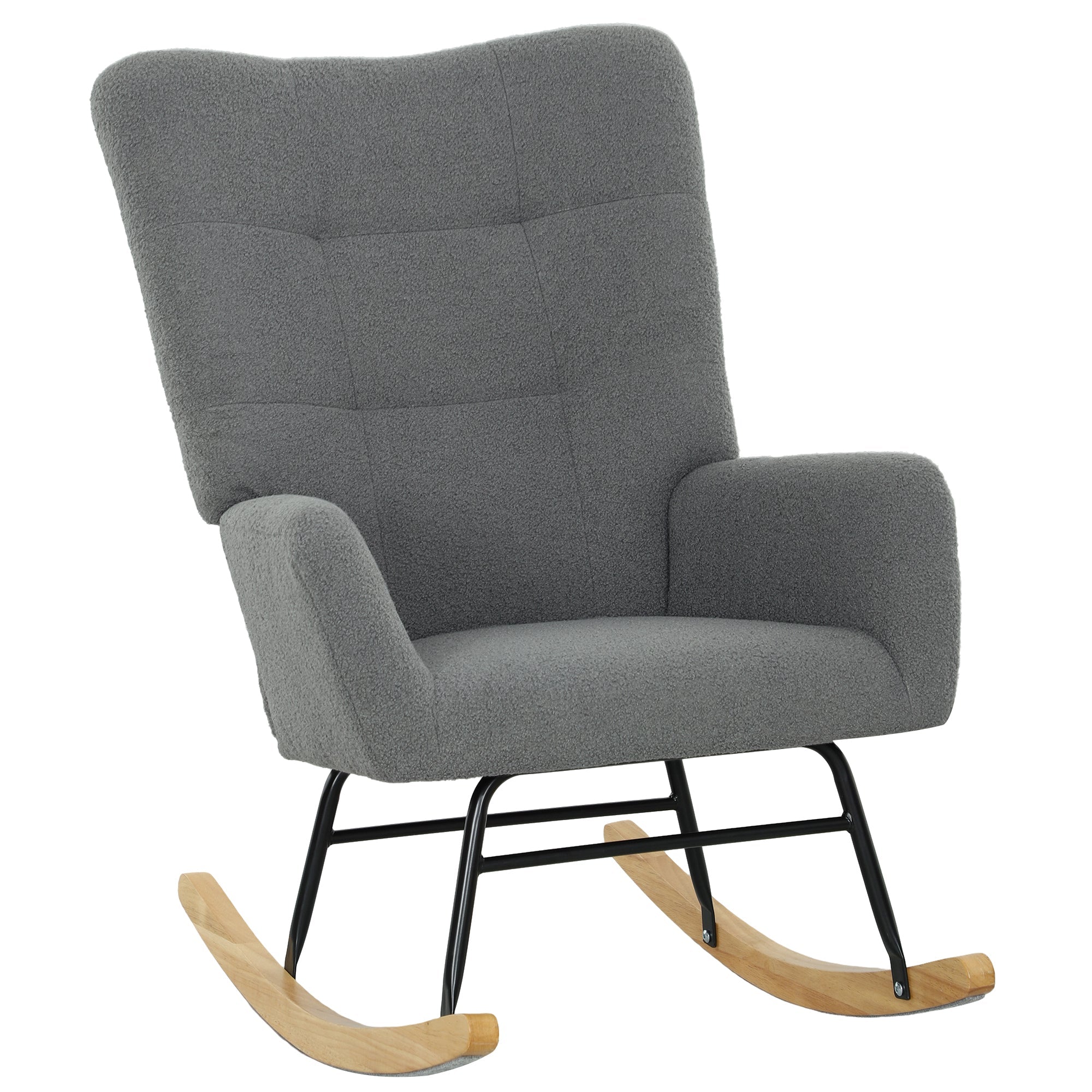 HOMCOM Teddy Fleece Rocking Chair - Grey 