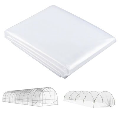 Outsunny 6 X 10m Heavy Duty (150um/6mil) Polypropylene Greenhouse Cover Replacement, UV Resistant Waterproof Plastic Polytunnel Cover, Clear 