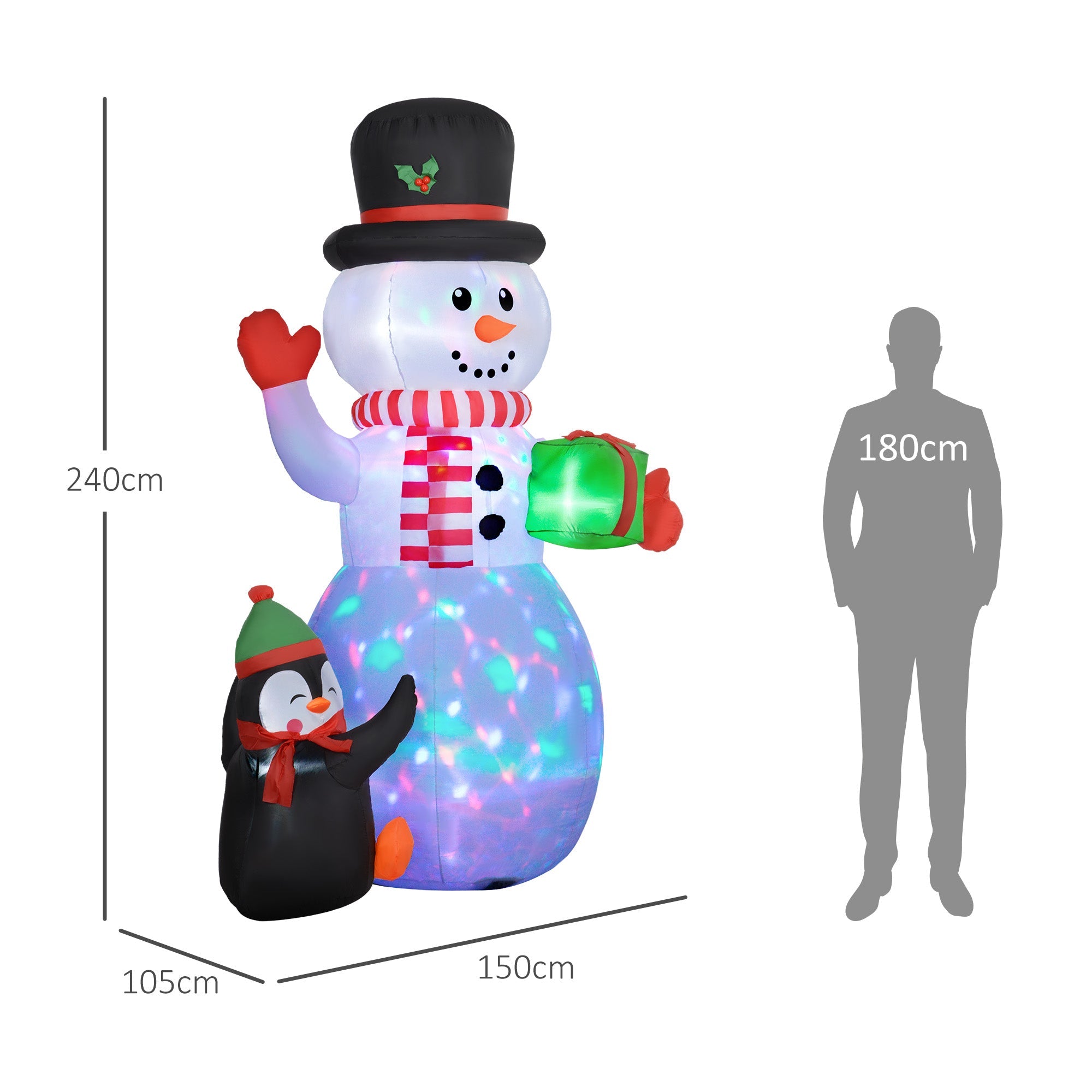Outsunny 8ft Inflatable Christmas Snowman, with Accessories 