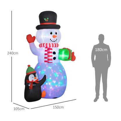 Outsunny 8ft Inflatable Christmas Snowman, with Accessories 