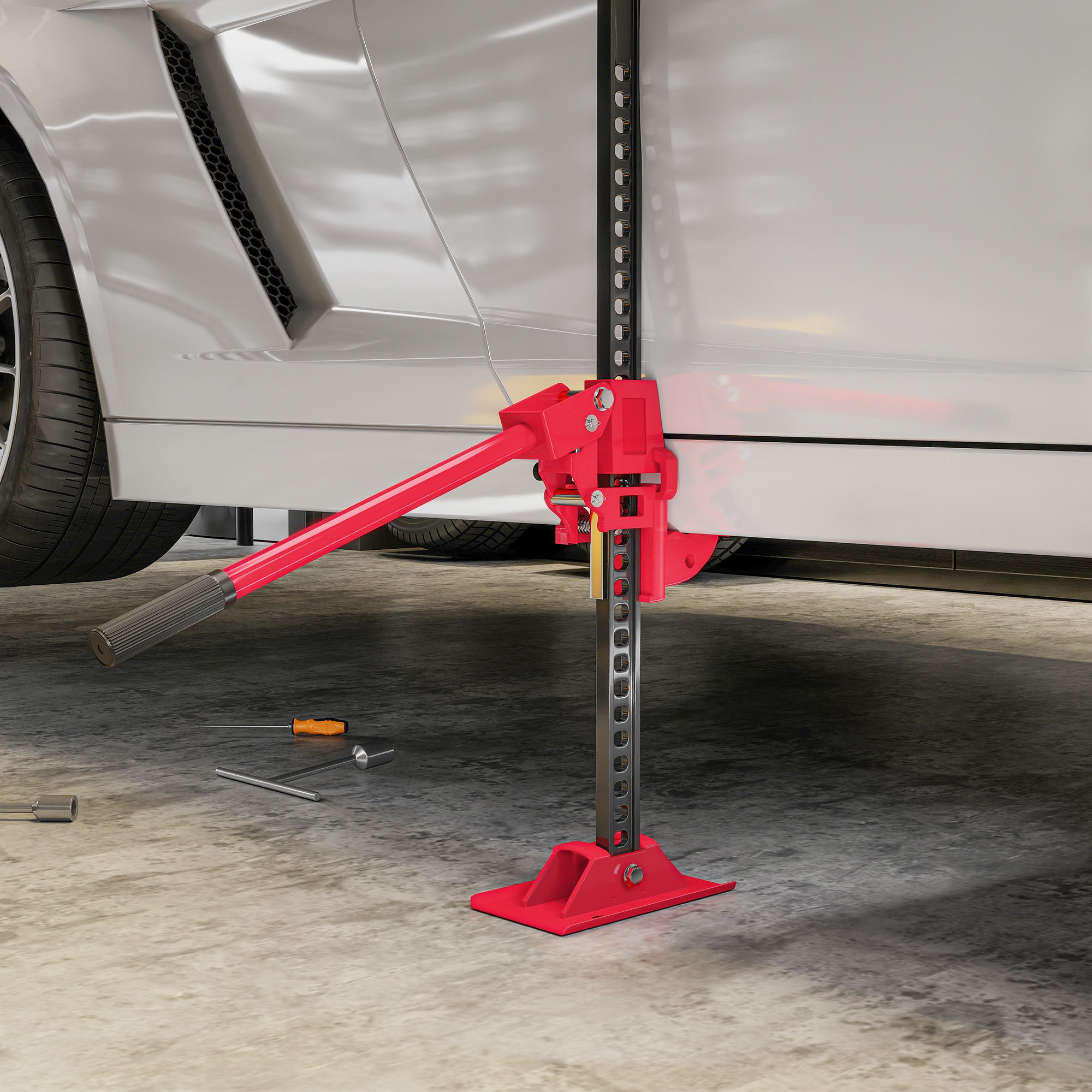 HOMCOM 3 Tonne Farm Jack, 33" High Lift Jack for 4x4 Tractors Trucks Agricultural Lifting, Red