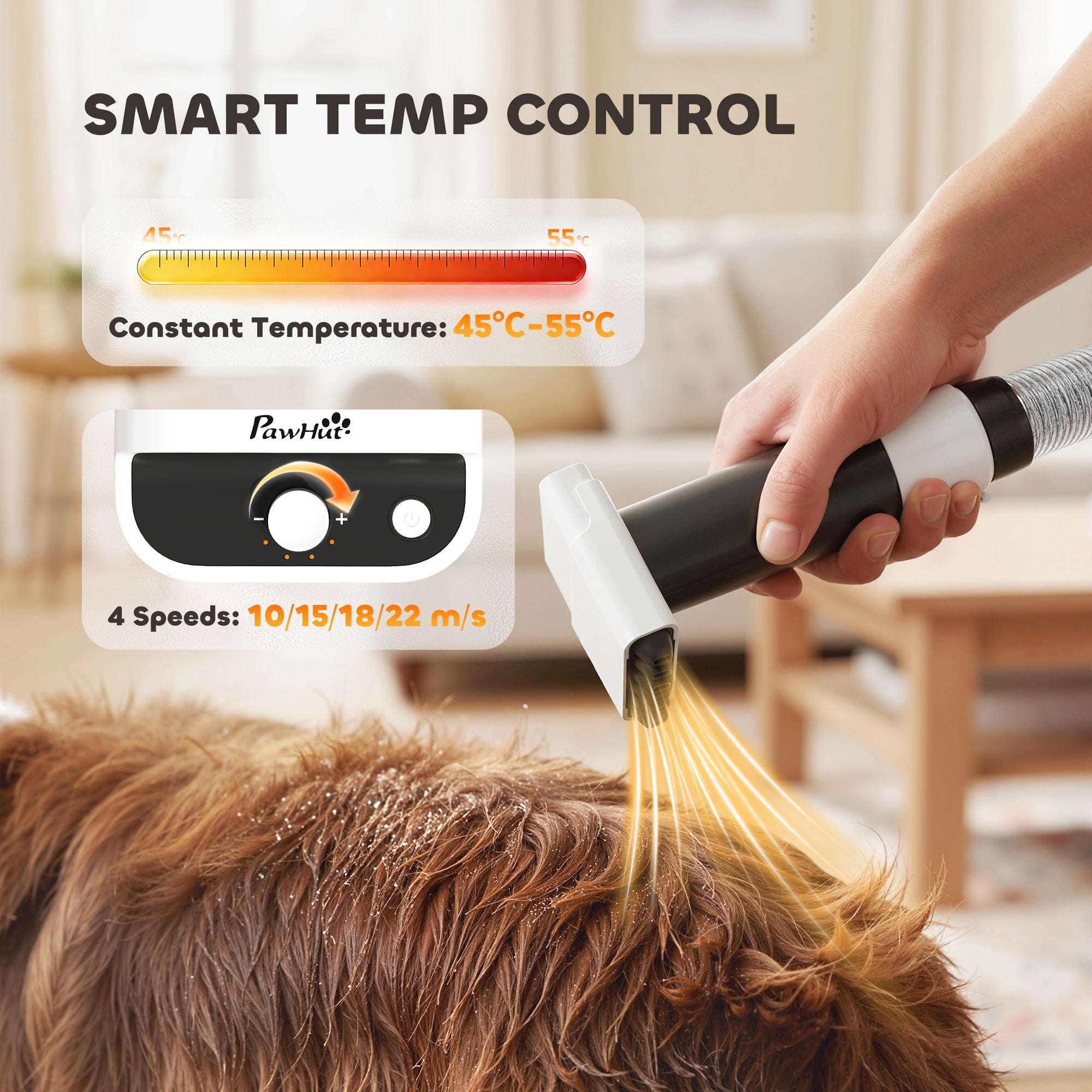 PawHut 5 in 1 Dog Grooming Vacuum & Dryer w/ Clipper, 1.8L Canister, 4 Modes Blow Temperature 