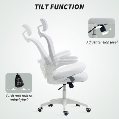Vinsetto Multi-Adjustable Office Chair, with Lumbar Support, Headrest and Mesh Back - White 