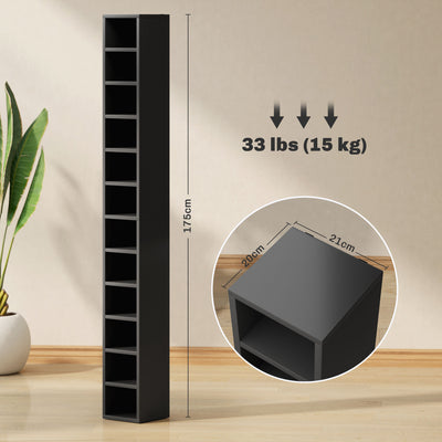 HOMCOM 204 CD Tall Narrow Media Storage Tower - Black 