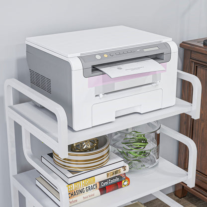 HOMCOM 3-Tier Printer Stand with Storage Shelves, Printer Table, 55 x 40 x 77cm Printer Shelf for Home Office, Study, White 