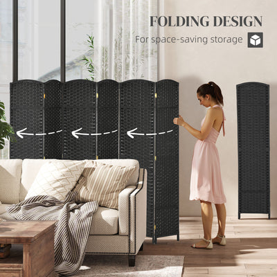 HOMCOM 6 Panel Folding Room Divider, Freestanding Privacy Screen for Living Room, Bedroom and Office, 240 x 170cm, Black 