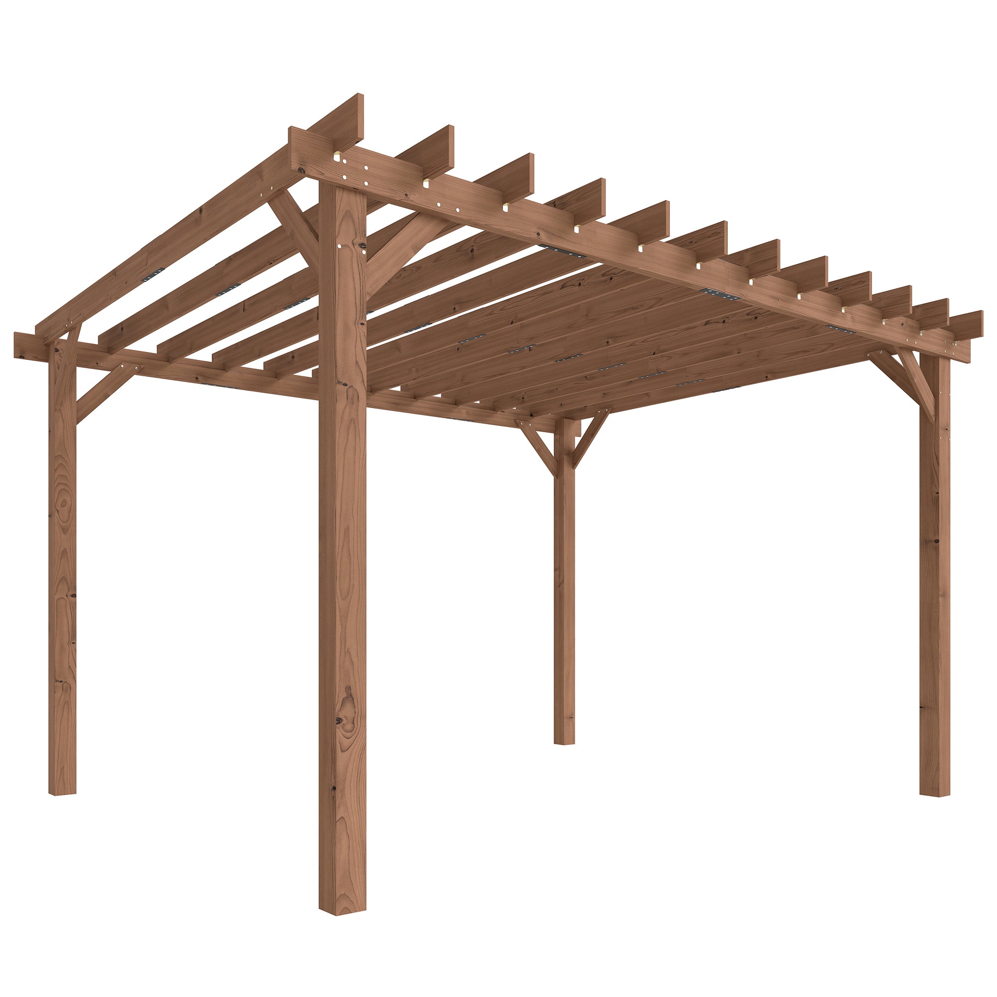 Outsunny 3.6 x 3 m Wooden Pergola Kit, Garden Pergola Gazebo Grape Trellis with Triangle Supports, Maple Wood-effect 