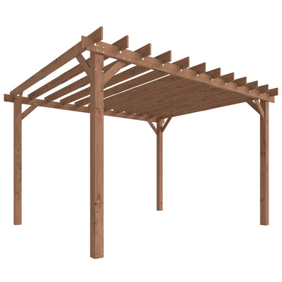 Outsunny 3.6 x 3 m Wooden Pergola Kit, Garden Pergola Gazebo Grape Trellis with Triangle Supports, Maple Wood-effect 