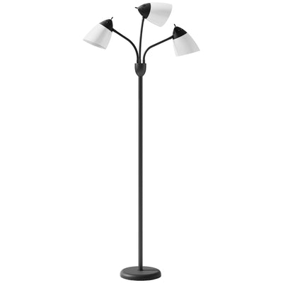 HOMCOM Arc Tree Floor Lamp with 3 Adjustable Rotating Lights and 3000K/4500K/6500K Colour Temperatures, Industrial Standing Lamp with Steel Frame for Bedroom Living Room, 155cm, Black 