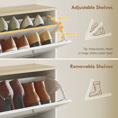 HOMCOM Modern Compact Four-Drawer Shoe Storage Cabinet - White 