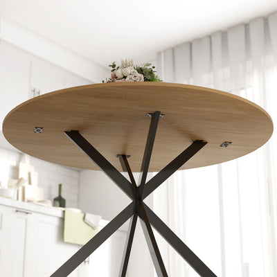 HOMCOM Dining Table for 4, 120 cm Industrial Kitchen Table with Wood Effect Tabletop and Steel Legs, Oak 