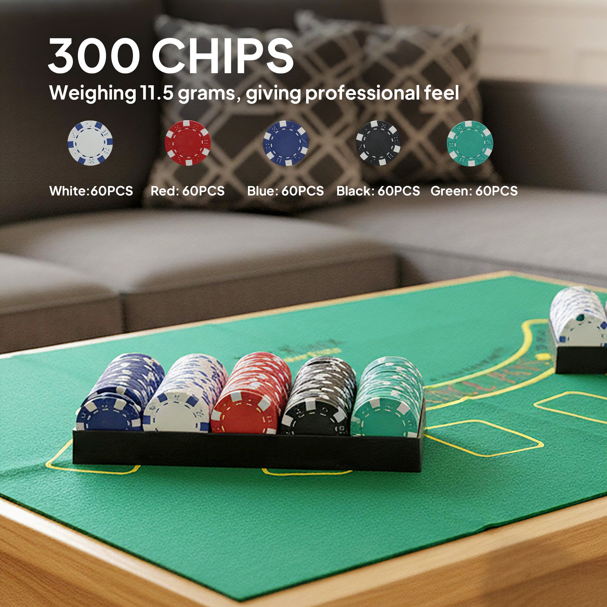 SPORTNOW 300-Piece Poker Chips Set with Card Shuffler, Card Shoe, Case, Casino Texas Holdem Poker Set with Mat, Silver Tone 