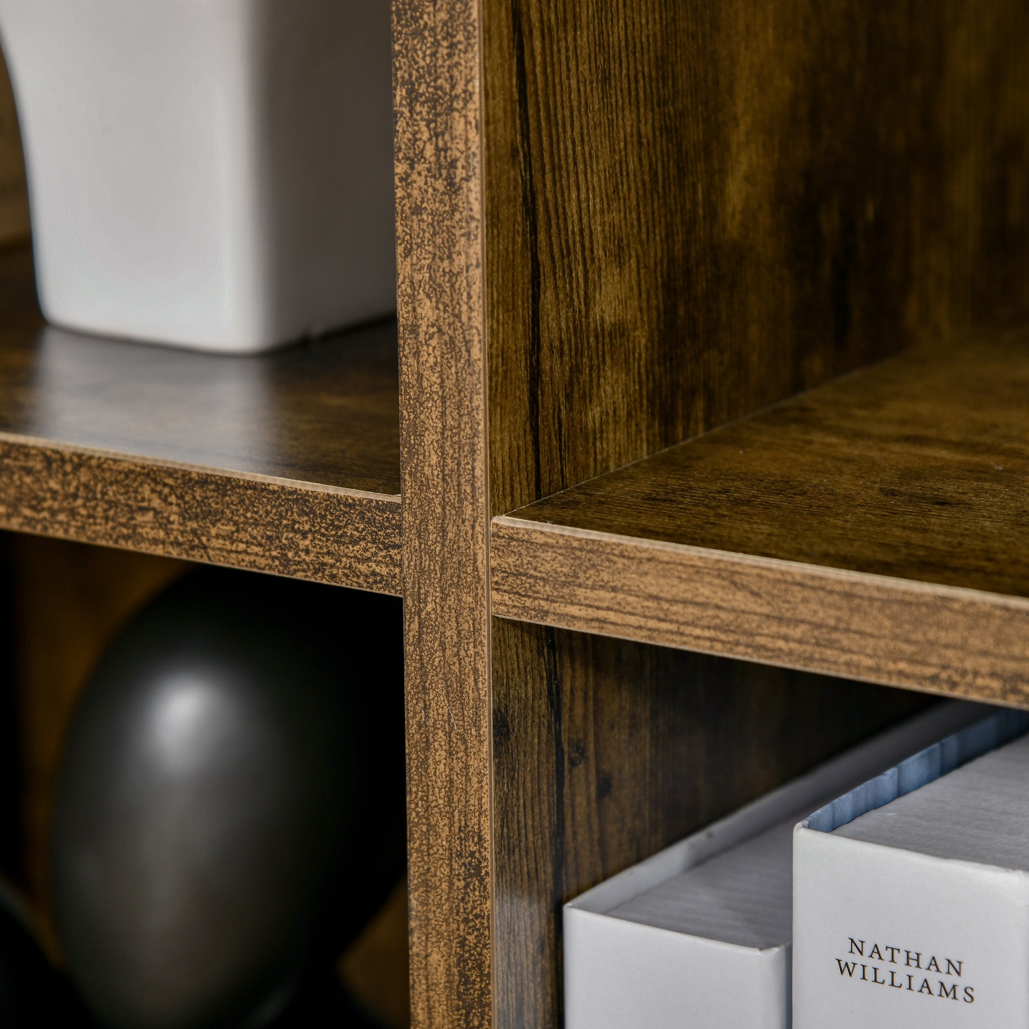 HOMCOM Six-Cube Bookcase - Rustic Brown Wood Effect 