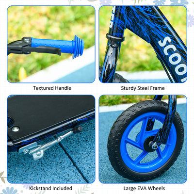 AIYAPLAY Kids Scooter with Adjustable Handlebar, Children's Kick Scooter with Non-slip Footplate, Rear Brake, Kickstand, Blue 