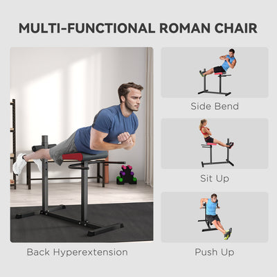 SPORTNOW Back Extension Roman Chair, Hyperextension Bench with Adjustable Leg Roller for Back, Abdominal and Gluteal Training 