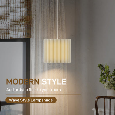 HOMCOM Linen Pendant Light, Modern Wave Ceiling Light Shade, E27 Lampshade for Living Room, Bedroom, Kitchen, Hallway, White 