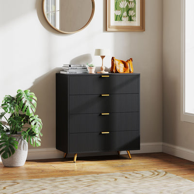 HOMCOM Elegant Four-Drawer Bedside Table - Black 
