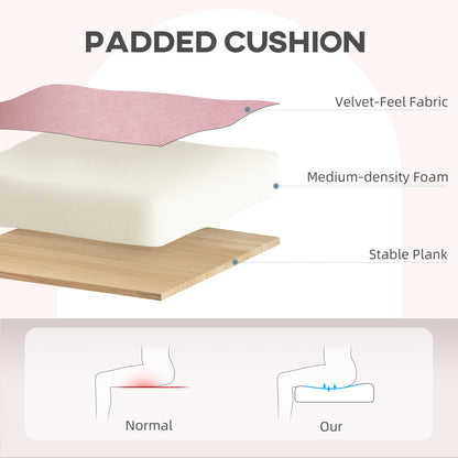 HOMCOM Velvet-Feel Tub Office Chair, with Seat Cushion - Dark Pink