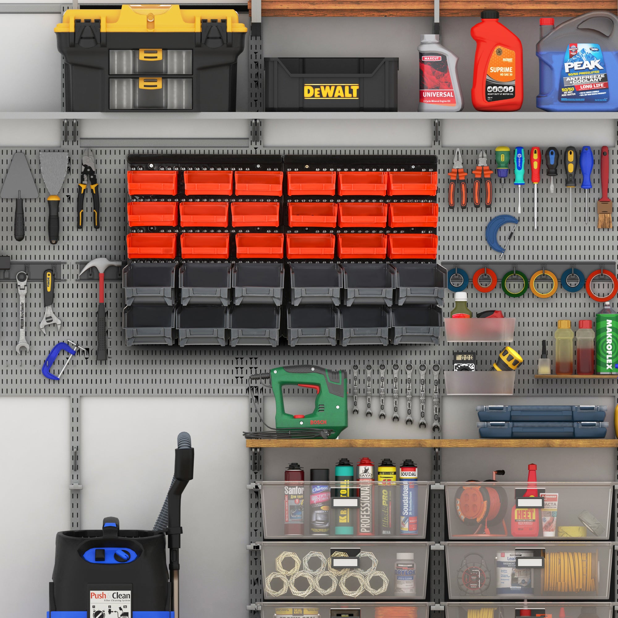 DURHAND 30 Cubbie On-Wall Storage Board Tool Screw Organiser Garage Workshop DIY Container w/ Screw Kit Tool Equipment Tidy 