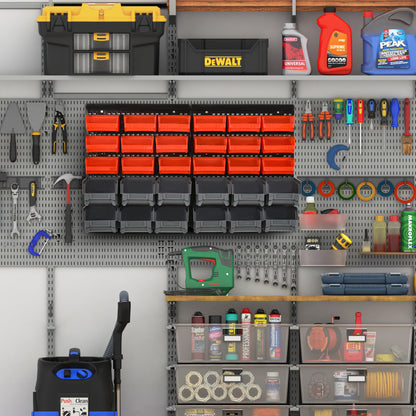 DURHAND 30 Cubbie On-Wall Storage Board Tool Screw Organiser Garage Workshop DIY Container w/ Screw Kit Tool Equipment Tidy 